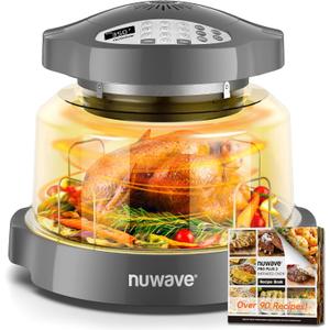 Nuwave Oven Pro Plus Air Fryer, Infra-Red Countertop, 2025 Advanced Convection, No Defrosting or Preheating, Cook Fresh or Frozen, Durable Power Dome, 100 Presets & 50 Memory, PFAS Free, Cool Grey