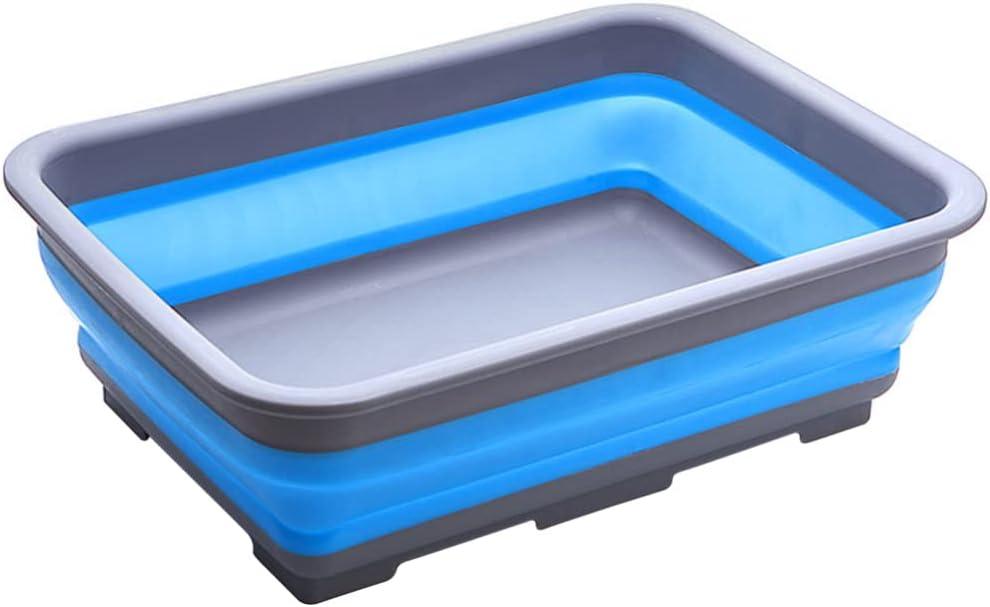 Collapsible Dish Pans  10L (2.6 Gal) Foldable Sink Tub, 14.5'' x 10.5'' x 5", Compact and Space-Saving Multiuse Foldable Basin for Dish Washing, Camping, RV and Vegetable Cleaning (Blue)