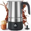 Milk Frother and Steamer [Upgraded], AMZCHEF All-in-1 Detachable Frother for Coffee 600W, Automatic Warm and Cold Foam Maker, Stainless Steel Jug, Dishwasher Safe, LED Display