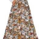 Women's Maxi Skirt with Pockets High Waisted Casual A-Line Pleated Long Skirts (XL)