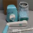 Cambom Rotary Cheese Grater Hand Crank Cheese Shredder for Fresh Cheese, Vegetable, Nuts,Non-slip Suction Base, Free Cleaning Brush Three Blades, Blue