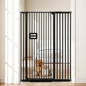 55'' Extra Tall Cat Gate, 38.6"-42.5" Wide Auto Close Tall Pet Gate for Doorways, Pressure Mounted High Dog Door Gate No Drilling Cat Fence Safety Baby Gate for Stairs, Doorways, Black