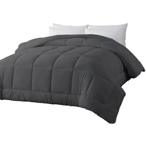 BedTreat Down Alternative Full Duvet Insert with Corner Tabs, All Season Quilted Bed Comforter Box-Stitched Full Comforter Grey, Machine Washable Microfiber Bedding