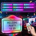 LED Letter Bottle Presenter, VIP Bottle Service Sign, Hand Held Light Box with Color Change for Club, Bar, Party, Birthday, Store - Acrylic Frame with 4 Letter Sets & 2 Number Sets (Whiteboard Letters), Medium Signage
