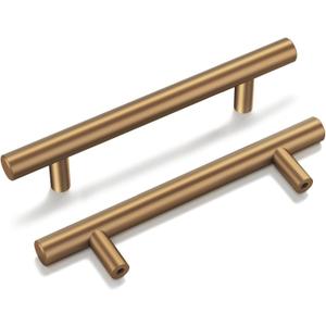 Goldenwarm 35 Pack Champagne Bronze Cabinet Pulls Gold Cabinet Handles 3-3/4 inch(96mm) Champagne Drawer Handles Brushed Bronze Drawer Pulls Kitchen Bathroom Bedroom Dresser Furniture Hardware