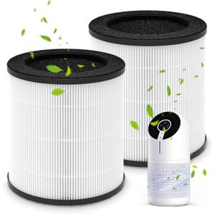 M02 Replacement Filter Only Compatible with MOOKA M02 Air Purifier, 3-in-1 Pre-Filter, HEPA, High-Efficiency Activated Carbon Filter Filtration System, 2 Pack