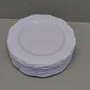 WDF 60pcs White Plastic Plates -10.25inch Baroque White Disposable Dinner Plates for Upscale Parties/Wedding
