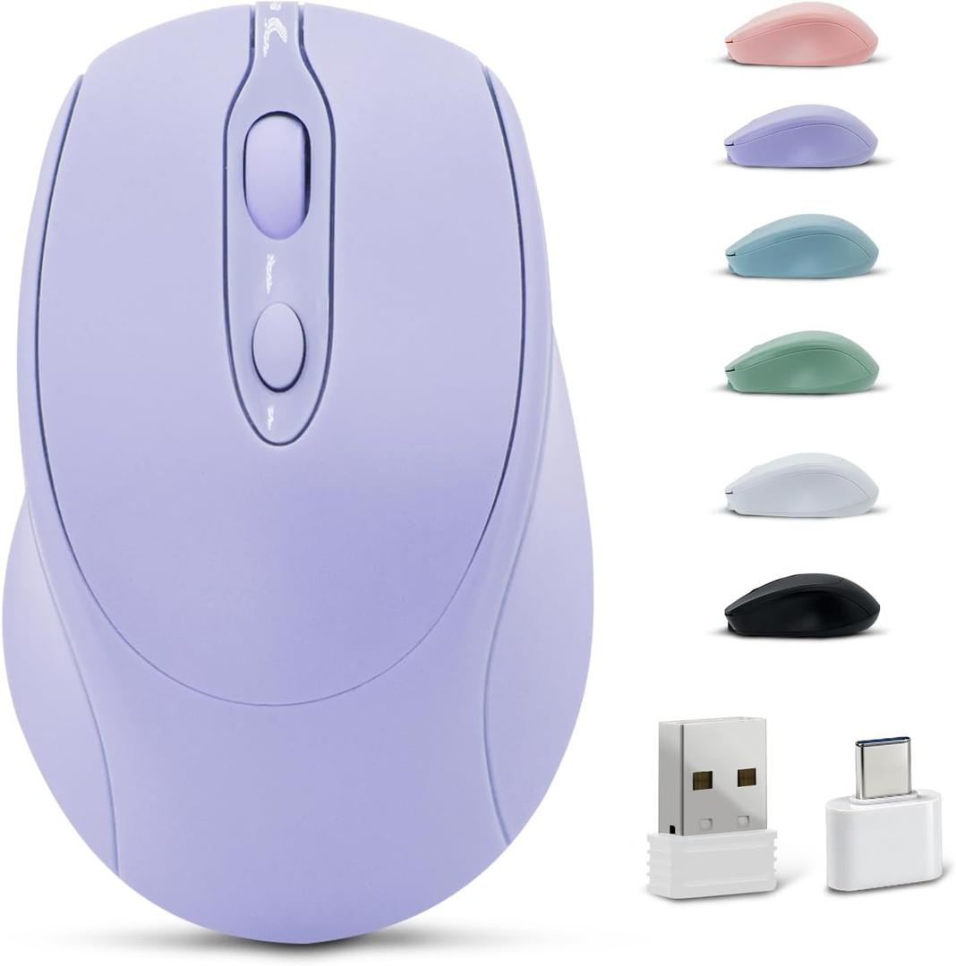 Bluetooth Mouse,Rechargeable Wireless for Laptop/iPad/MacBook Pro/Air, Silent Mouse Portable Slim for Surface Pro/PC/Lenovo/Samsung Tablet (Purple)