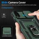 for iPhone XR Case, iPhone XR Phone Case with 2X HD Screen Protector + Slide Camera Cover,[Military Grade] 16ft. Drop Tested Protective Case with Magnetic Ring Kickstand, Pine Green