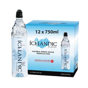 Icelandic Glacial Natural Spring Alkaline Water, 750 ml / 25.3 Fl Oz (Pack of 12) (EXP 12/11/27)