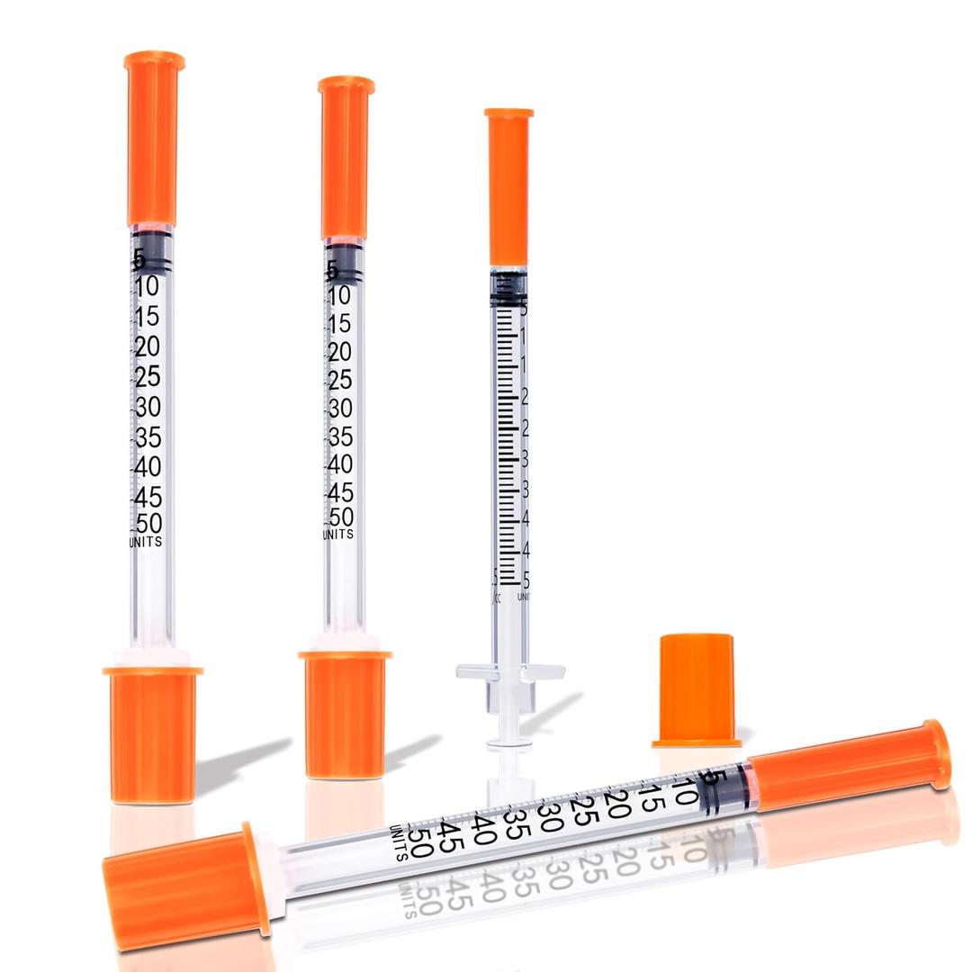 0.5 ml/cc 30G 5/16 Inch Syringes, U-100 Scientific Lab Syringe, Individual Wrapped, 100 Pack