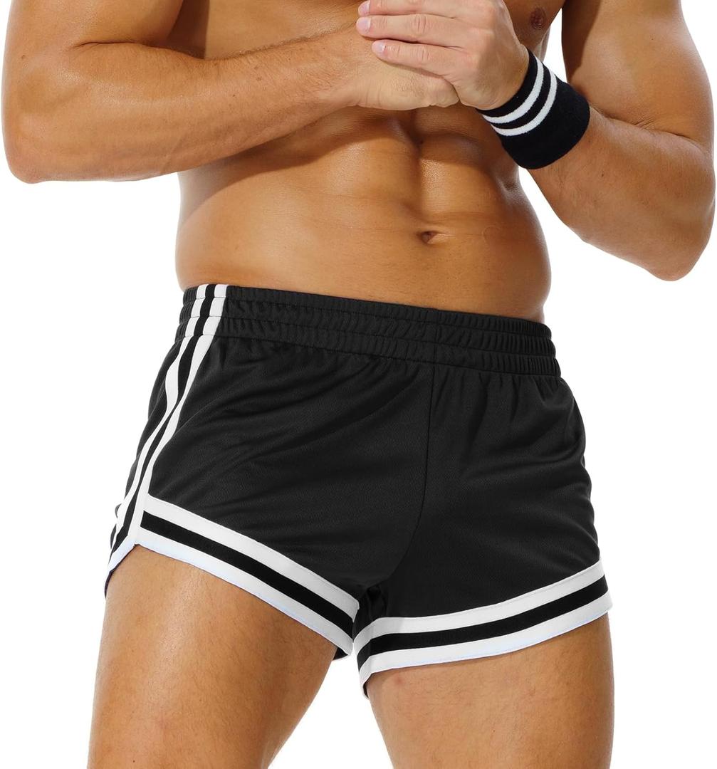 AIMPACT Men's Mesh Booty Shorts 3 Inch Lightweight Athletic Sportswear Gym Workout Retro Running Short Shorts (Large, Black) AIMPACT Men's Mesh Booty Shorts 3 Inch Lightweight Athletic Sportswear Gym Workout Retro Running Short Shorts (Large, Black)