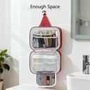 Travel Toiletry Bag with Hanging Hook (Waterproof, red)