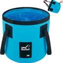 5 Gallon Collapsible Bucket with Handle, Car Wash Bucket Foldable Water Storage Container for Camping Fishing Beach Gardening, Portable Laundry Wash Basin for RV Cleaning Supplies Swamp Emergency Prep (20L, Blue)