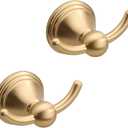 Asidrama Towel Hooks for Bathroom,Brushed Brass Coat Hooks for Kitchen Shower Door Wall Mounted,Exquisite Robe & Towel Hooks,Durable Robe Wall Hooks for Hanging Towels (2 Pack)