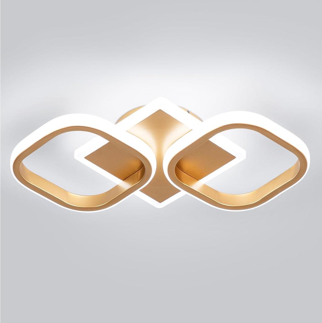 ElDISUNY Modern Ceiling Lights LED 30W Black Elegant Square Lamp LED Ceiling Lights Fixture for Hallway Office Kitchen Living Room Bedroom Dining Room -30w Cool White 6000K (Gold)