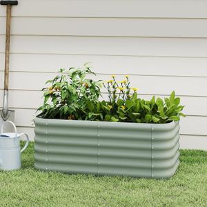 Galvanized Raised Garden Bed, Outdoor Planter Bed, Metal Planter Box for Gardening and Planting,4x2x1.5ft, Light Green