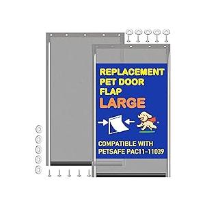 2 Pack Large Dog Door Replacement Flaps with Screws & Washers, Compatible with Petsafe Freedom Doggie Doors PAC11-11039 10 1/8" X 16 7/8" Weather Resistant Flexible (without Bracket-Smoky Translucent)
