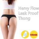 Period Underwear for women 20ML Heavy Flow Absorbent thong Leak Proof Period Thongs,Period Panties Tangas (Black, M)