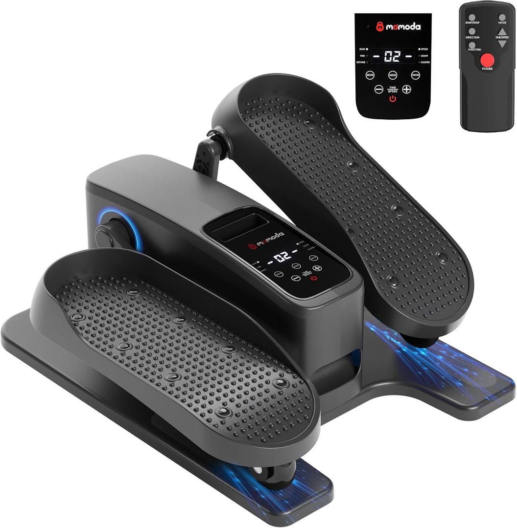 MOMODA Under Desk Elliptical Machine, 2 in 1 Electric Seated Pedal Exerciser with 12 Adjustable for Senior & Home & Office, Forward & Reverse, Manual & Auto
