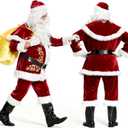 JONRRYIN Santa Claus Costume for Men, 15Pcs Deluxe Santa Claus Outfit Adults Men Set Professional Christmas Clause Suit Adult (XXXL)
