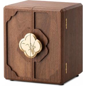 Black Walnut Jewelry Box for Women, 5-Layer Double-Door Cabinet Organizer