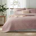 Bedsure Quilts Queen Size - Ultra Soft Queen Quilt Bedding Set for Pink Bedroom Decor, Lightweight All-Season Comforter with 2 Pillow Shams, Dusty Rose Summer Bedspread Coverlet 90x96 Inch