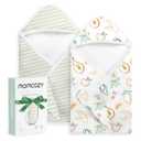 Momcozy Baby Towel with Hooded - Ultra Soft & Absorbent Large Bath Towel Set for Comfort & Gentle on Baby's Skin - Shower Gift & Bath Essential & Baby Registry Search for Newborn,Infant,Toddler,Kids (Wondrous Green Orchard)