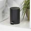 mDesign Pedal Bin Metal Waste Bin with Pedal, Lid and Plastic Bucket Insert for Bathroom, Kitchen, and Office 3 Litre Household Rubbish Bin with Ergonomic Design Black