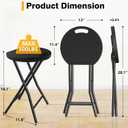 TAVR Furniture Portable Folding Chair with Handle, Heavy Duty Round Fold Stool Chair with 500lbs Capacity for Adults, 18 Inch Foldable Stool for Dorm, Kitchen, Vanity, Church and Outdoor use