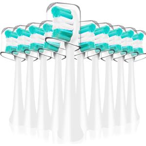 Replacement Toothbrush Heads Compatible with AquaSonic Black Series Vibe Series Electric Toothbrush, Curved Shape Design Planted with Nylon Bristle (White)