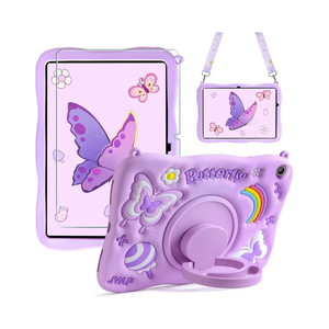 XNMOA for Samsung Galaxy Tab A9 Plus Case Kids Girls Galaxy Tab Case with Screen Protector Kickstand Shoulder Strap Butterfly Shockproof Cover for Samsung A9 Plus Tablet Cover 11 inch 2023