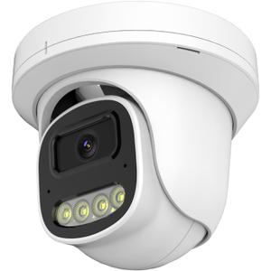 4MP PoE IP Turret Dome Camera with Microphone/Audio, IP Security Camera Outdoor Indoor Wired, Human Motion Detection, Waterproof IP66, 2.8mm Lens, 24/7 Recording, Night Vision 65ft