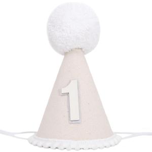 Boho First Birthday Hat-Natural 1st Birthday Boho Decorations,One Birthday Costume Headwear,Cake Smash Photo Prop (White)