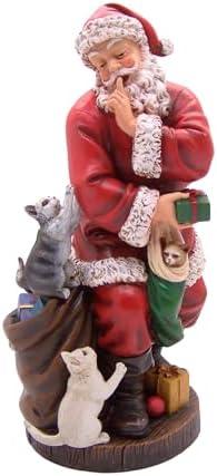 Wowser Santa Shushing Cats Figurine, Unique Holiday Decor, Festive Home & Office Decor, 15.5" High Wowser Santa Shushing Cats Figurine, Unique Holiday Decor, Festive Home & Office Decor, 15.5" High