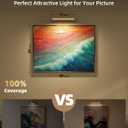 EZVALO Picture Light for Wall, 4800mAh Rechargeable Wireless Remote, 13in Dimmable Magnetic LED Art Display Light with 3 Color Temperatures, for Gallery, Living Room, Bedroom, Hallway (Gold)