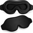 FlyCoco Blackout Eye Mask for Sleeping, 3D Contoured Cup No Pressure Sleep Mask with Adjustable Strap, Ultra-Thin Sides Breathable Lightweight Soft Eye Cover for Men Women Home Travel Airplane Party