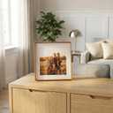 12x12 Solid Wood Picture Frame with Mat, Teak Wooden Photo Frame with Tempered Glass, Tabletop or Wall Mounted Display