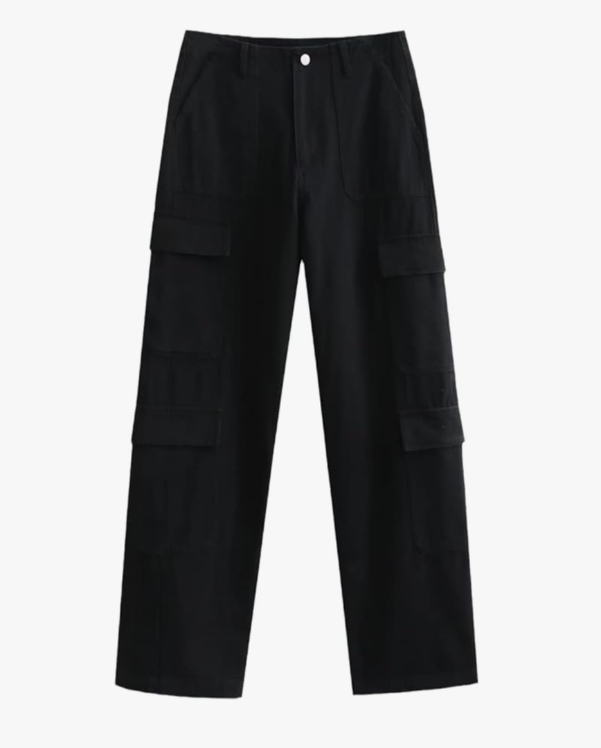 Women Spring Cargo Pants Elastic High Waist Drawcord Hem Full Length Sweatpants M