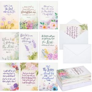 Faithful Finds Religious Sympathy Cards with Envelopes, Watercolor Floral (4x6 In, 36 Pack)