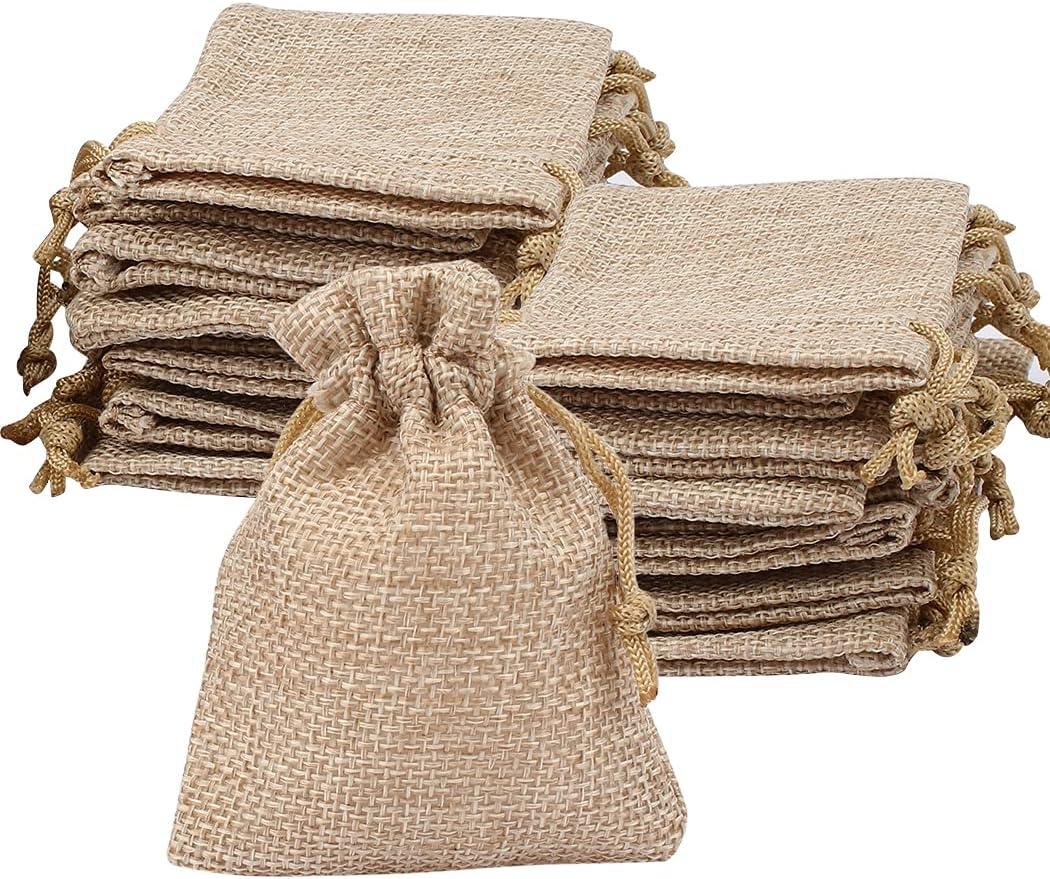 Lot of 30 Burlap Bags with Drawstring Gift Bags Jewelry Pouches Sacks for Wedding Party and DIY Craft, 2.5 x 3.25 Inches