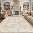 9x12 Beige Area Rug for Living Room Bedroom Neutral Soft Non Slip Rug Low Pile Vintage Distressed Large Carpet for Dining Room Nursery Office Indoor