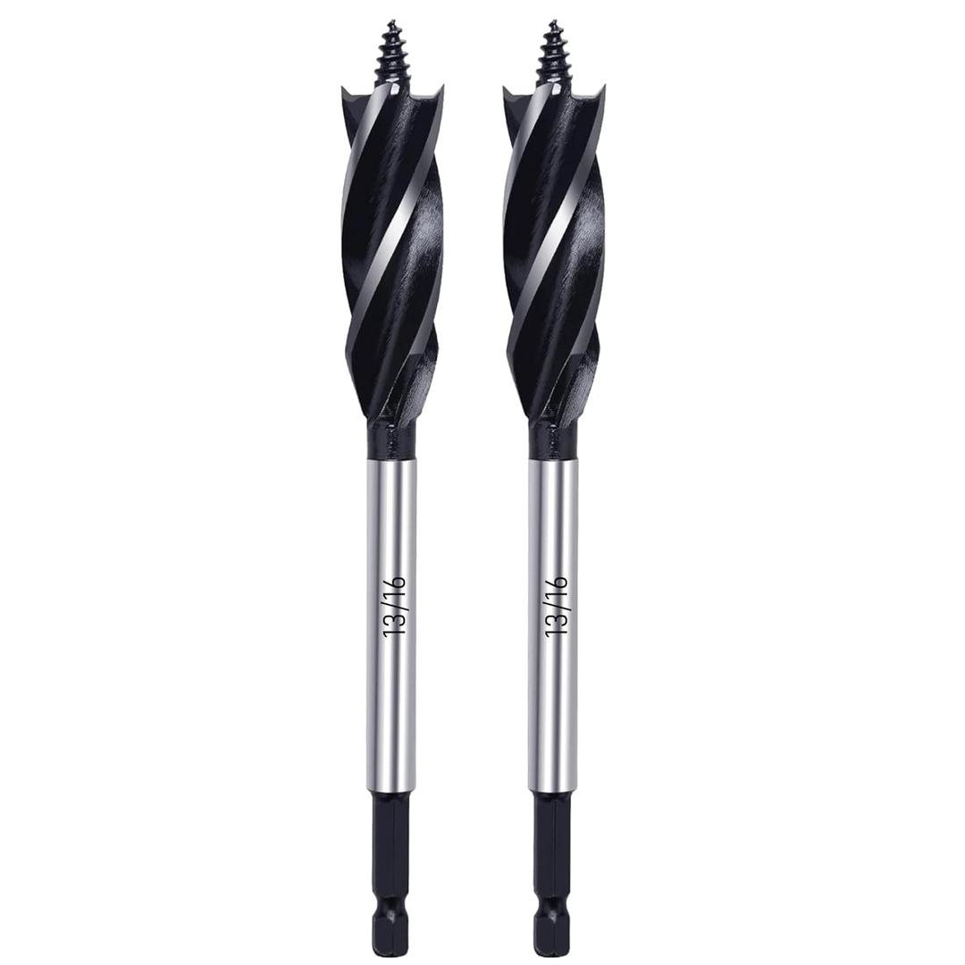 Wood Drill Bit 13/16 in. x 6-1/2 in. x 2Pcs Auger Drill Bits for Wood with 1/4 Inch Quick Change Hex Shank