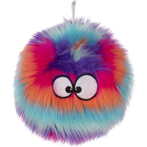 goDog Furballz Squeaky Plush Ball Dog Toy, Chew Guard Technology - Cool Rainbow, Large