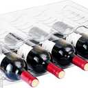 IEEK 2 Pack Stackable Wine and Water Bottle Holder Free-Standing Fridge Wine Bottle Organizers Clear Plastic Water Bottle Holder for Cabinet, Refrigerator, Pantry, Kitchen Countertops, Holds 8 Bottles