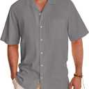 Linen Shirts for Men Short Sleeve Linen Button Down Shirts Hawaiian Shirt for Men Beach Shirts Summer Shirts 2XL