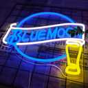 Moon Beer Neon Signs for Wall Decor Dimmable Blue Bar Light Sign for Man Cave Bedroom Shop Club Pub Bistro