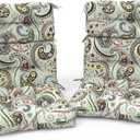 Outdoor High Back Patio Chair Cushions, Fade Resistant & Waterproof Tufted Seat and Back Cushions for Patio Furniture, Patio Chair Cushions 44x22 Inch, Set of 2, Paisley Lightcyan, 44"x22"x4"