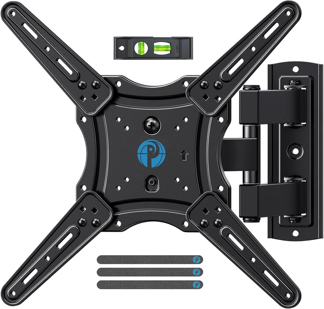Pipishell Full Motion TV Wall Mount for 26-65 inch Flat or Curved TVs up to 77 lbs, TV Bracket Wall Mount with Articulating Arms, Extension, Tilt, Swivel, Leveling, Max VESA 400x400mm, PIMF7