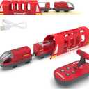 Toy Train Set Remote Control Locomotive Trains, Motorized Train for Wooden Track, Electric Train and Tunnel with Sound & Lighting Effect, Magnetic Trains Compatible with Thomas, Brio, Chuggington